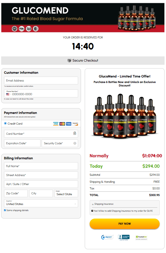 GlucoMend order page